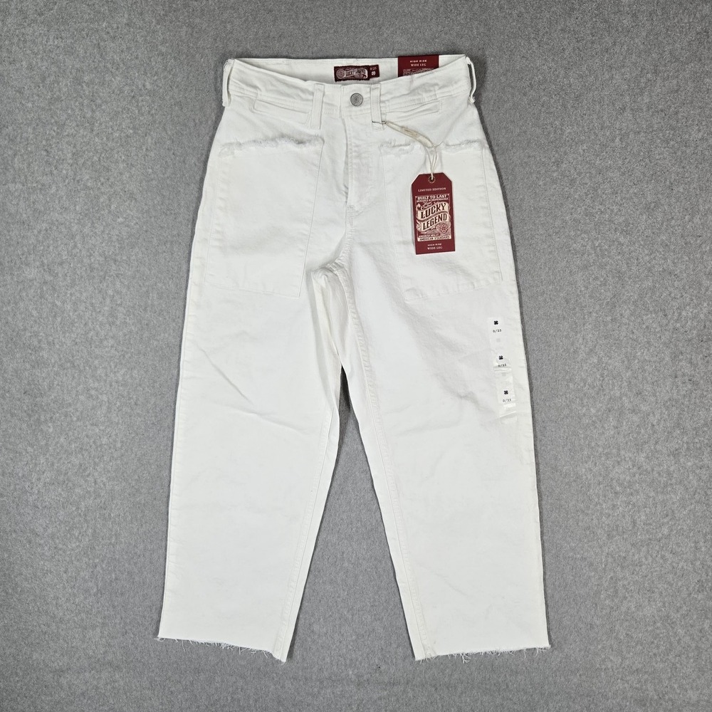 Lucky Brand Women Jeans 0/25 White Denim Wide-Leg Wide Leg High Rise NWT